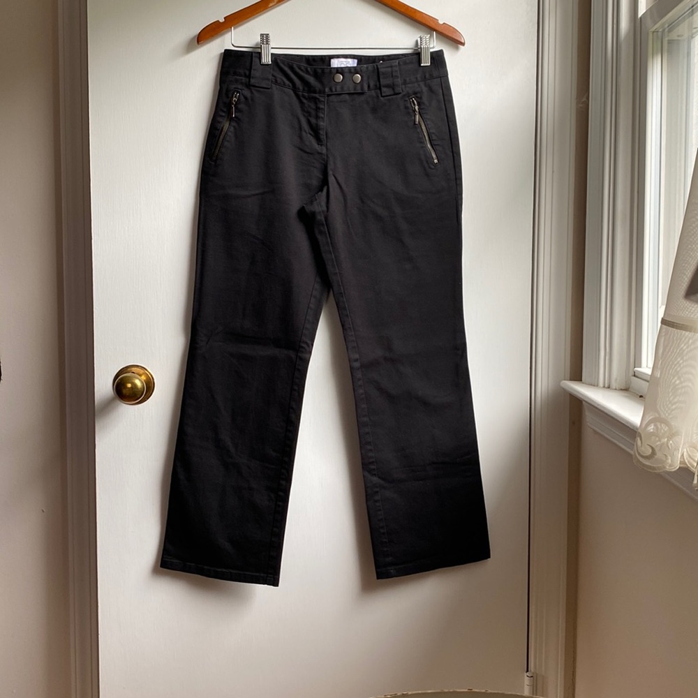 Vintage Loft Black Pants Zipper Pockets Business Casual size 6P Cropped